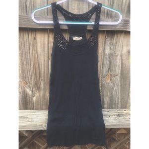Hollister Co. Lace Trim Navy Racer Back Tank Top